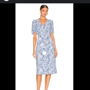 BCBGeneration Blue Puff Sleeve Hydrangea Maxi Dress
